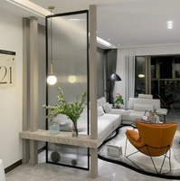 Paravent en verre en bois massif salon lumière luxe entrée cloison écran porche