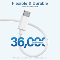 60W 100W PD Cable de datos tipo C de carga rápida 100W 3A 5A USB C Cargador de teléfono móvil Escáner Banco de energía Cable de carga USB para coche