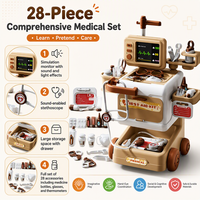 Juego de 28 Piezas de Juguete de Doctor para Niños, Carrito Médico con Luz y Sonido, Juego de Imitación Educativo, Juego de Roles de Hospital, Juguete de Clínica para Niños, Regalo