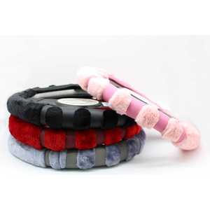 ปลอกหุ้มพวงมาลัย ผ้ากำมะหยี่สีดำ อุปกรณ์ตกแต่งภายในรถยนต์ - Product Image 1