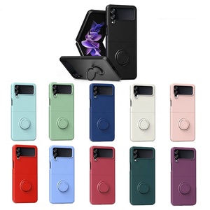 Silicone tactile pour <span class=keywords><strong>Samsung</strong></span> Z <span class=keywords><strong>Flip3</strong></span> Z Flip4 Z Flip5 Z Flip6 TPU couverture de téléphone avec support anneau de doigt couleur unie étui souple - Product Image 1
