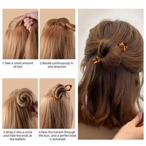 ZOYU Bestseller Maßgefertigte 11cm Acetat-Haarnadel U-förmige Acetat-Haarspange Retro Schildpatt-Farbe Acetat-Haarnadeln für Frauen - Product Image 3