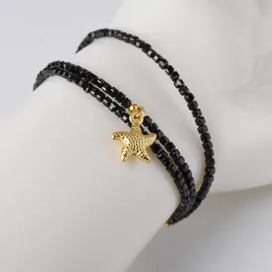 Naturstein schwarze Tourmaline-Halskette runde lose Perlen Herstellung von Halsketten Großhandel Tourmaline-Halskette