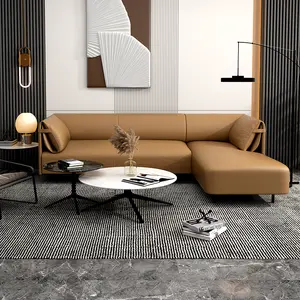 Ghế Dài Thanh Lịch Giải Trí Kiểu Mỹ Ghế Sofa Phòng Khách Ghế Sofa Văn Phòng Thương Mại Bằng Da Pu Màu Nâu Ghế Sofa Cắt