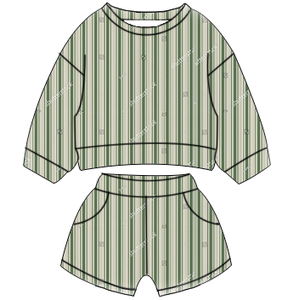 Nouvelle mode Pull rayé pour petits garçons et short à taille élastique Ensemble 2 pièces pour tout-petits Enfants Haut à manches longues avec poche Short - Product Image 6