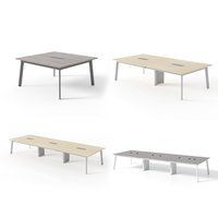 Table à manger d'affaires minimaliste de qualité supérieure avec finition en bois et base en acier robuste pour hôtels et bureaux