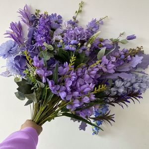 LO-589 Serie di Fiori Artificiali Blu e Viola, Fiori Finti di Spigolo e Lavanda per Decorazioni Matrimoniali e Domestiche - Product Image 2