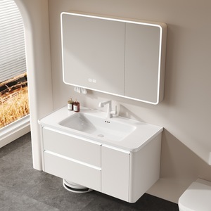 Bathroom cabinet ceramic integrated basin thickened stainless steel honeycomb aluminum bathroom cabinet - Product Image 1