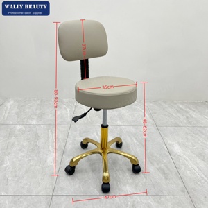 Tabouret de salon hydraulique professionnel avec dossier, réglable en hauteur, sur roulettes, pour technicien des ongles et coiffeur - Product Image 5