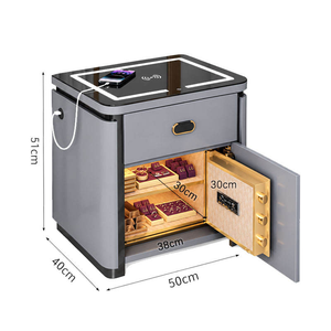 <span class=keywords><strong>Table</strong></span> <span class=keywords><strong>de</strong></span> <span class=keywords><strong>chevet</strong></span> moderne en bois avec 3 tiroirs, charge sans fil, verrouillage par empreinte digitale, connectivité Bluetooth - Product Image 5