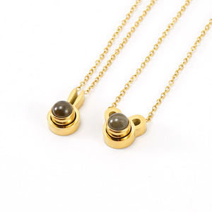 Zogxin Animal Zodiac Pendant Necklace 18K Gold Stainless Steel With I Love You Projection For Women Gift Party Jewelry - Product Image 2