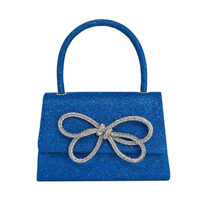 Women Shinny Bow Evening <b>Bag</b> Sparkly Rhinestone Handle <b>Bag</b> Detachable Metal Chain Clutch Purse for Wedding Cocktail - Product Image 5