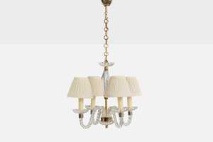 Lampadario Grande a 4 Luci VANC Design Francese, Vetro K9, Acrilico, Ottone, Tessuto, Illuminazione Personalizzata, Nuovo Arrivo - Product Image 3