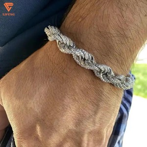8MM 10MM 3 warna memutar rantai tali perak sepenuhnya es keluar Moissanite berlian Tautan gelang Hip Hop perhiasan pria rantai kalung - Product Image 4