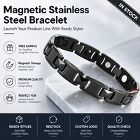 Bracelet magnétique en acier inoxydable noir, design à maillons, bijoux de mode unisexe, vente en gros