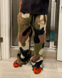 OEM người đàn ông giản dị Mohair xếp chồng lên nhau Sweatpants thời trang dạo phố Camo bùng theo dõi quần quá khổ dây rút đàn hồi eo len chất liệu - Product Image 2