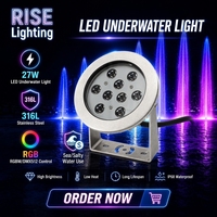 Lumière LED sous-marine extérieure 12X3W en acier inoxydable 316L 36W DC24V RGB DMX512 IP68 étanche pour bassin et fontaine avec éclairage