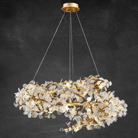 Lustre suspendu design nordique en forme de branche, avec feuilles en verre, hauteur réglable, pour salle à manger, salon et escalier