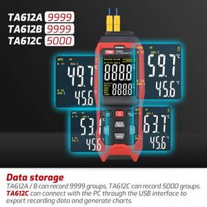 Termómetro OEM TASI TA612A K/J con registrador de datos de 9999 grupos, termopar de plástico, soporte ODM personalizado - Product Image 4