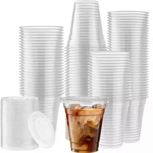 Gobelets jetables transparents en PET de 10 oz avec couvercle, personnalisables, à fond plat de 90 mm, pour crème glacée, bubble tea, eau minérale et boissons froides – Vente en gros - Product Image 6