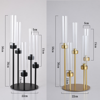 Porte-bougie moderne en métal noir et or à 8 têtes, décoration de centre de table de mariage