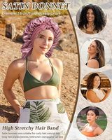 Bonnet en Soie Personnalisé de Luxe Extra Large à Longue Tresse Réglable avec Liens Élastiques pour Soin des Cheveux, Bonnet de Nuit en Satin pour Usage Domestique