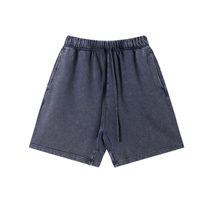 Acid Washed Streetwear Drawstring Shorts Men 100% Cotton Loose Fit Solid Color Heavyweight Custom Logo Casual Shorts - Product Image 5