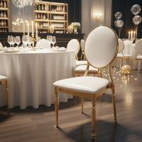 Chaises empilables en métal doré de style européen, durables, écologiques, pour mariages, dîners, villas, maisons, bureaux et événements en extérieur
