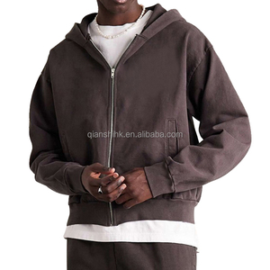 Sweat à capuche d'hiver en molleton de coton de haute qualité Sweat à capuche à fermeture éclair vierge recadrée avec logo personnalisé Sweat à capuche zippé surdimensionné - Product Image 1