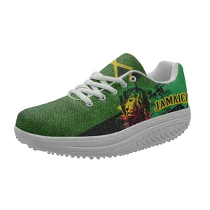 Reggae Rastafarian Rasta Rastafari Lion of Judah Nền Tảng Sneakers Dày Duy Nhất Đu Giày Cho Phụ Nữ Thoáng Khí Lưới Rocker Giày