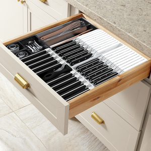 ที่เก็บมีดในลิ้นชัก ที่จัดระเบียบมีดในครัวแบบพลาสติก ที่วางมีดสเต็กขนาดใหญ่ ใช้ได้กับเหล็กเหลา มีดคม - Product Image 1