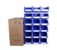 Boîte de rangement modulaire empilable INORDER pour rayonnage d'entrepôt, bac de préhension ouvert avec fente pour étiquette, bleu