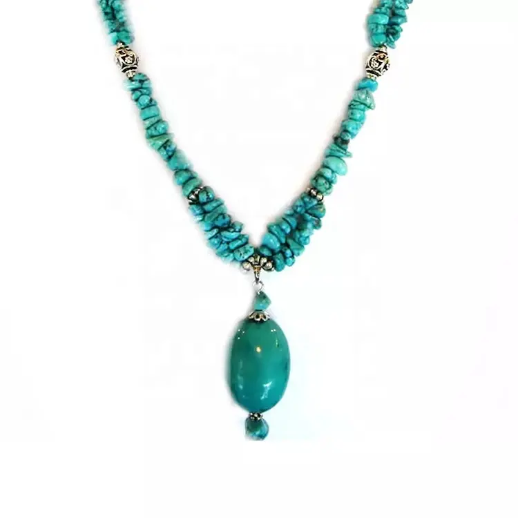 Perles en vrac naturelles turquoise collier bijoux Longue délicate perlée turquoise collier