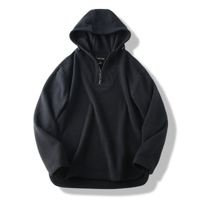 Wholesale 300gsm Oversized 100% Cotton Fleece Solid Winter Breathable Custom Silk Screen Printed Quarter Zip Hoodie - Product Image 6