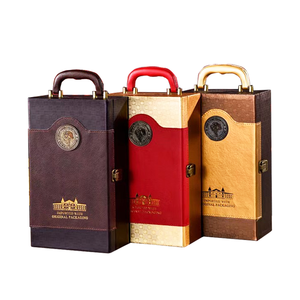 Custom Rectangle Handmade Double Wine <strong>Box</strong> PU Leather <strong>Wood</strong> Leatherette <strong>Tools</strong> Kit <strong>Box</strong> for Champagne Liquor Spirits - Product Image 6