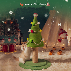 Penggaruk kucing Sisal hijau alami, 5 ukuran pohon Natal bingkai pasang kolom Gerinda kaki tahan aus dan goresan kucing - Product Image 1