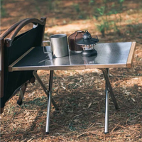 Tables de camping pliantes en acier inoxydable pour l'extérieur avec rangement pratique, antirouille, pour villa et hôtel