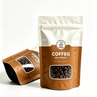 Pochette personnalisée mate pour café moulu avec fermeture éclair, qualité alimentaire, refermable, valve de dégazage unidirectionnelle, en feuille d'aluminium