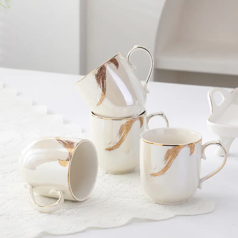 Juegos de tazas de té elegantes y modernas de estilo nórdico, juego de té de lujo, juego de tazas de té de agua de cerámica
