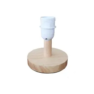 E26/E27 Wooden Lamp Base Rubber Wood Diameter 10cm/12cm On-off Atmosphere Socket Vintage Retro Table Lamp Base