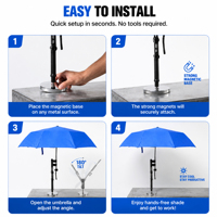 Sombrilla Extra Grande con Imán, Resistente al Viento y a los Rayos UV, Ideal para Trabajo al Aire Libre y Eventos al Aire Libre, con Base Magnética