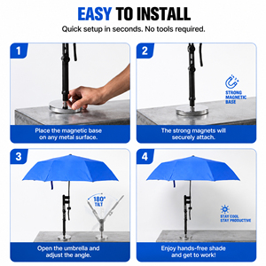 <span class=keywords><strong>Parapluie</strong></span> magnétique extra large, coupe-vent et anti-UV, idéal pour le travail en extérieur et les événements en plein air, avec base magnétique. - Product Image 4