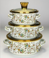 Ensemble de batterie de cuisine émaillée au design floral moderne, comprenant une marmite en verre à double poignée avec couvercle, compatible induction, pour mijoter, faitout et casseroles