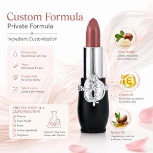 หลอดลิปสติกสีดำด้านหรูหราแบบ Private Label พร้อมโลโก้สั่งทำ ตกแต่งสไตล์บาโรก วีแกน รับผลิต OEM สำหรับผู้ค้าส่งเครื่องสำอางมืออาชีพ - Product Image 5