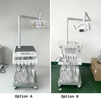 Unité dentaire mobile sur chariot avec lumière LED et compresseur d'air, poste de travail dentaire portable pour clinique vétérinaire/humaine