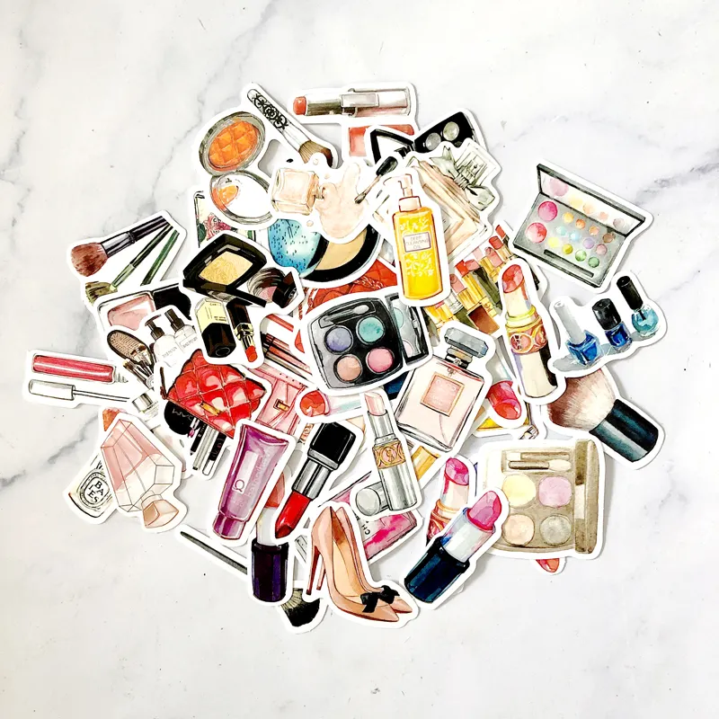 45 PCS Planner girl life variety mix kit makeup party fashion Perfume Lipstick illustration stickers