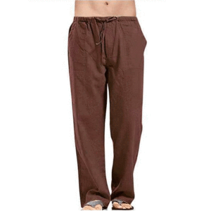 Pantaloni da uomo in cotone e <span class=keywords><strong>lino</strong></span> pantaloni traspiranti che assorbono il sudore pantaloni larghi casual di base - Product Image 2