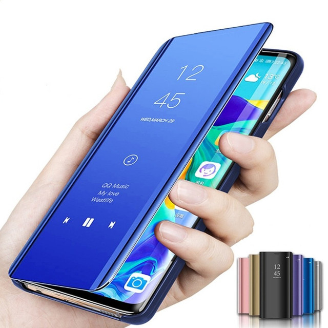 Electroplating Smart Flip case Clear View Mirror Case for OPPO REALME 9i 8 7i 6i Reno7 6 5 4 Pro A94 A74 A54 A16 A15 F19 F17