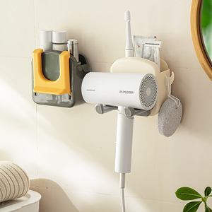 Wall Mounted Hair Dryer Holder Storage Rack Elegant White Corner Mount Durable Bathroom Shelves - Product Image 3