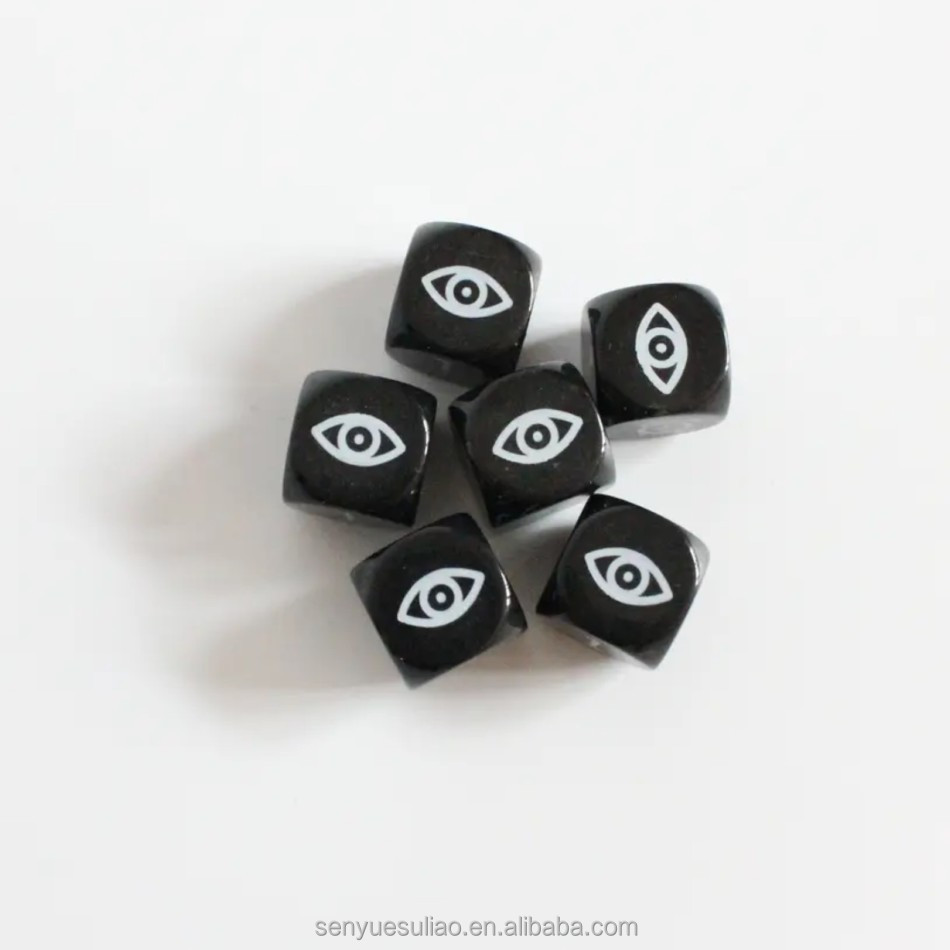 16 мм круглые черные игральные кости с принтом для игр